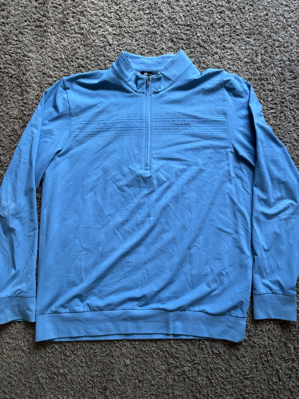 Travis Mathew Light Blue Quarter-Zip Sweater